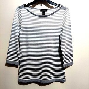 White House Black Market Womens M Pullover Knit Sweater 3/4 Sleeves Boat Neck